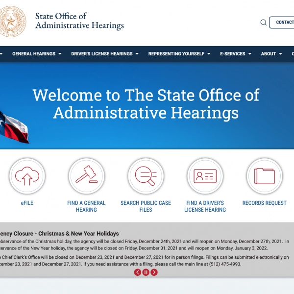 Thumbnail of State Office of Administrative Hearings Website project