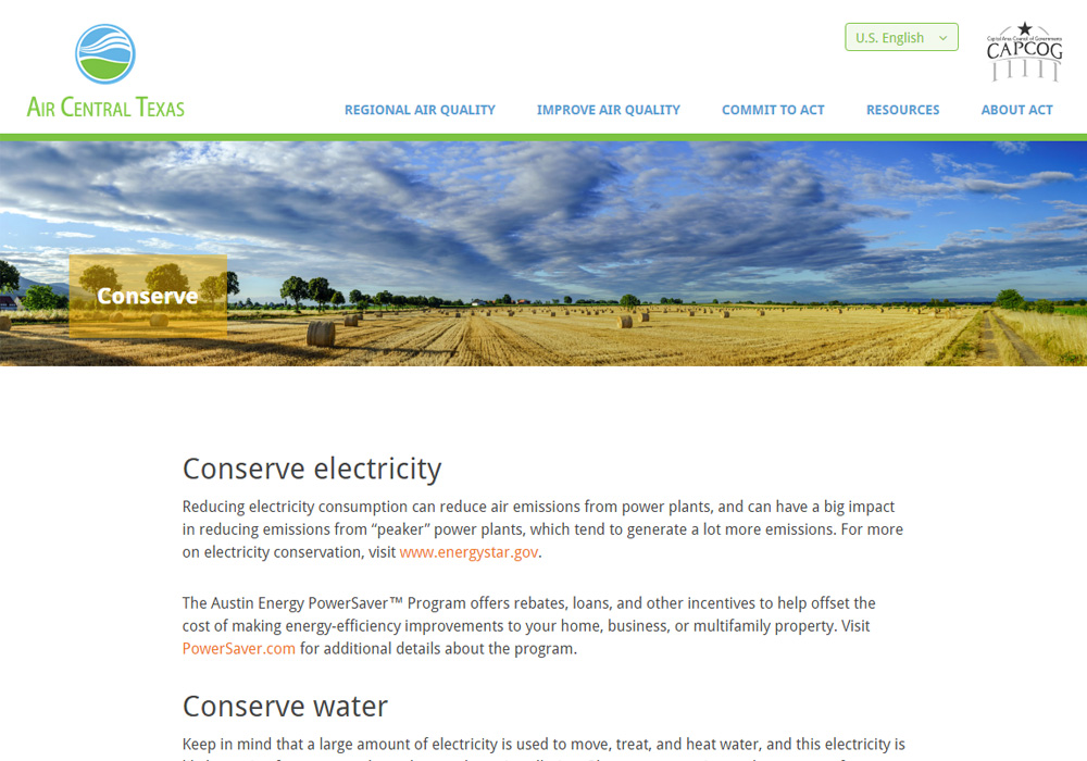 Screenshot of air central texas website