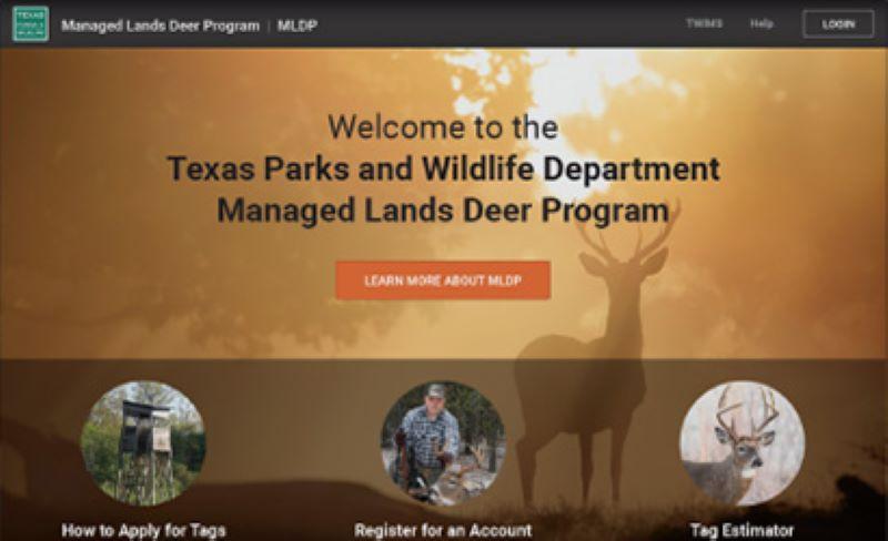 Screenshot of texas parks and wildlife website
